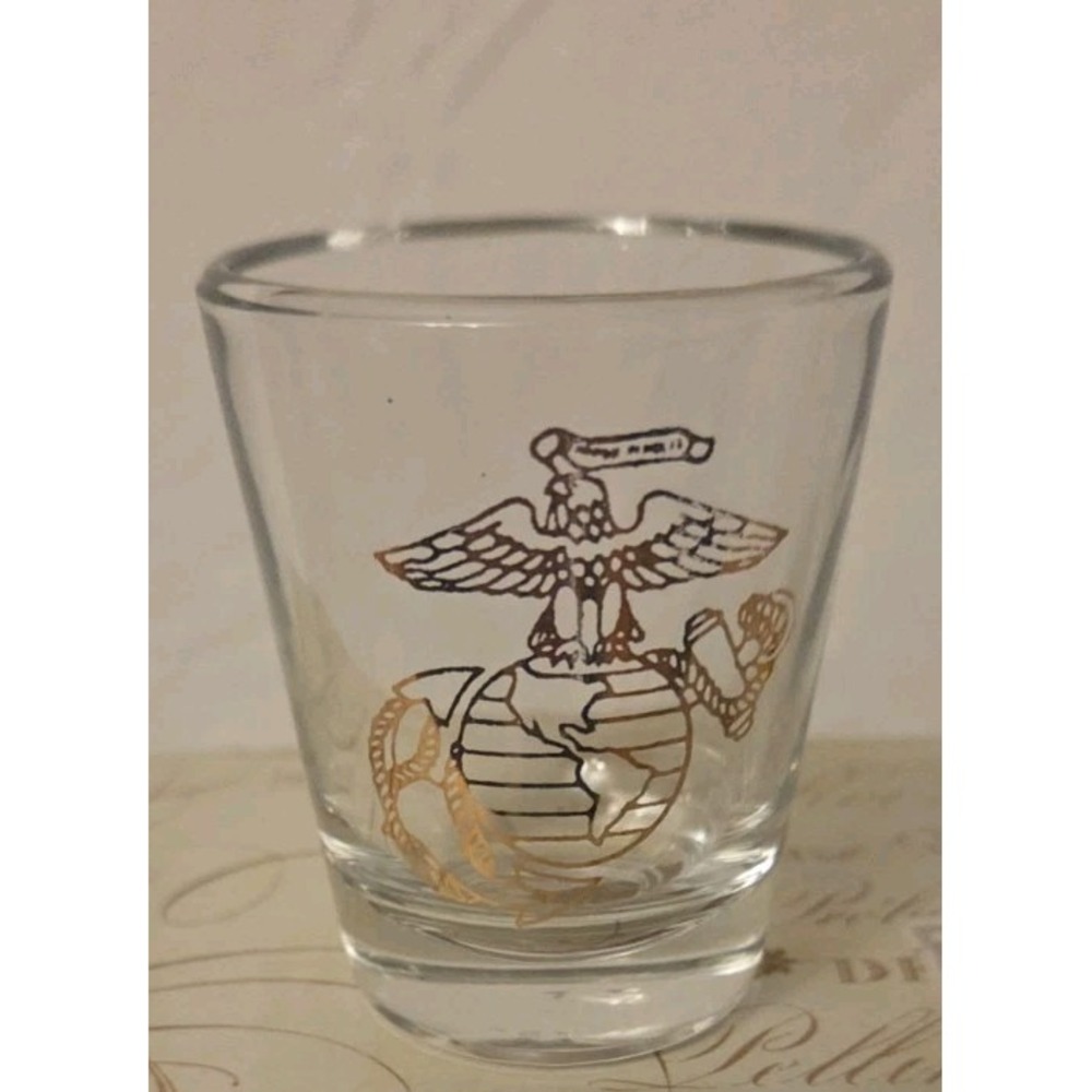 United States Marine Corps USMC Golden Eagle Globe and Anchor Shot Glass
